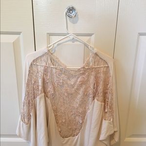 NWT SKY cream colored shirt w crochet bk. Size M.
