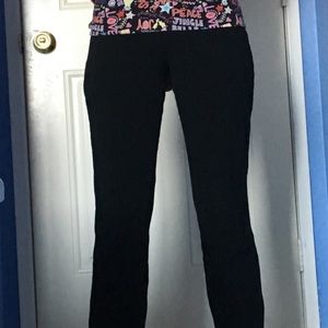 Yoga pants Christmas themed Love joy peace Santa