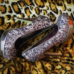 Madden Girl platform 'pewter' sequin pumps