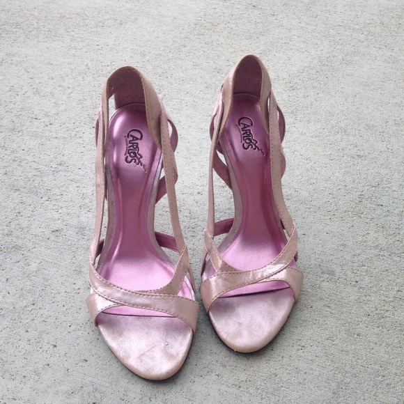 Carlos Santana Jeweled Metallic Pink Heels - Picture 2 of 4