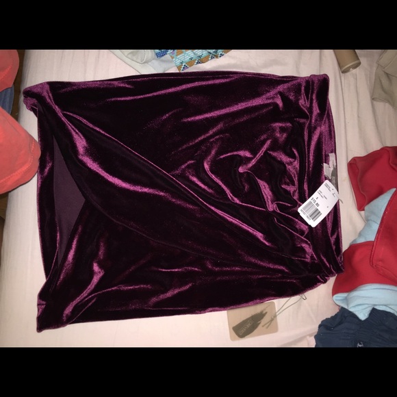 Purple velvet wrap skirt