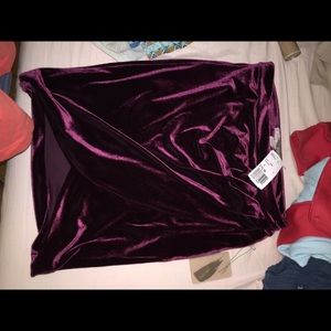 Purple velvet wrap skirt