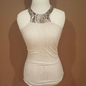 Express snakeskin and sequin top