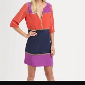 BCBG Silk Purple Colorblock Aidas Dress