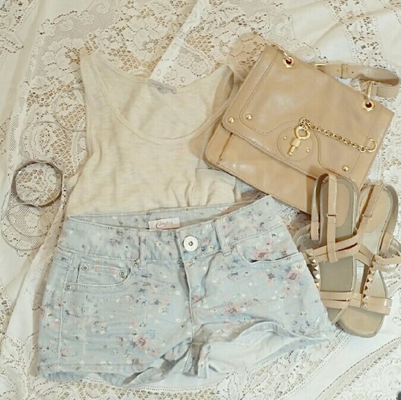 Baby Blue Floral Distresses Shorts