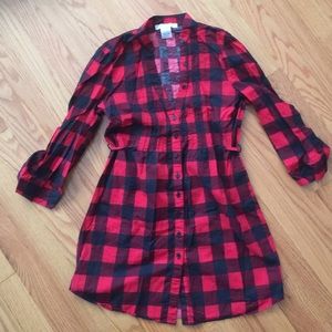 Plaid button up mini dress