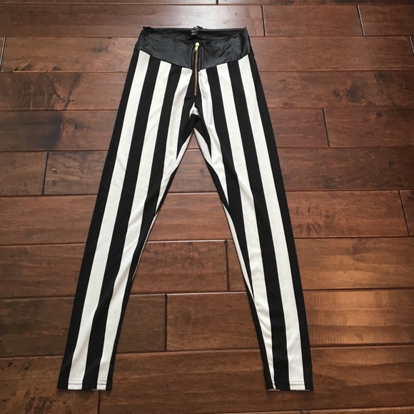 Black & white striped pants