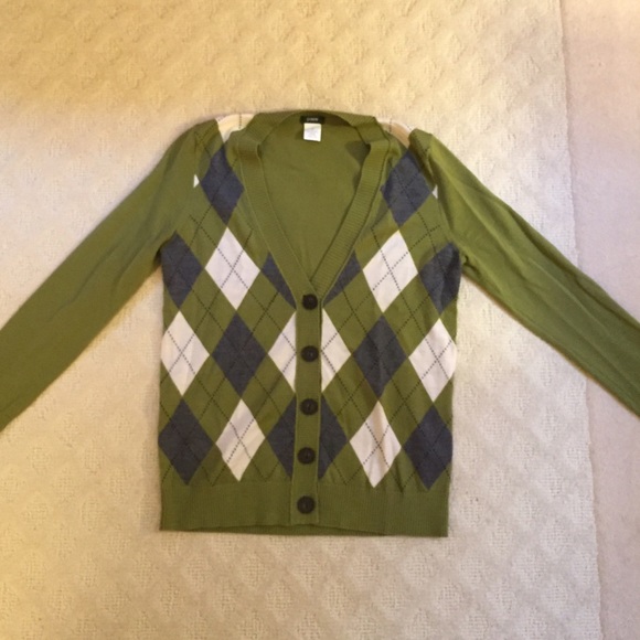 Green Argyle button-up J. Crew Sweater