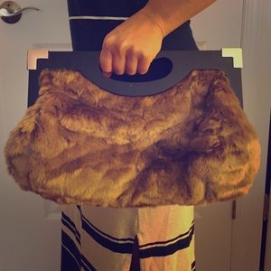 Faux fur clutch
