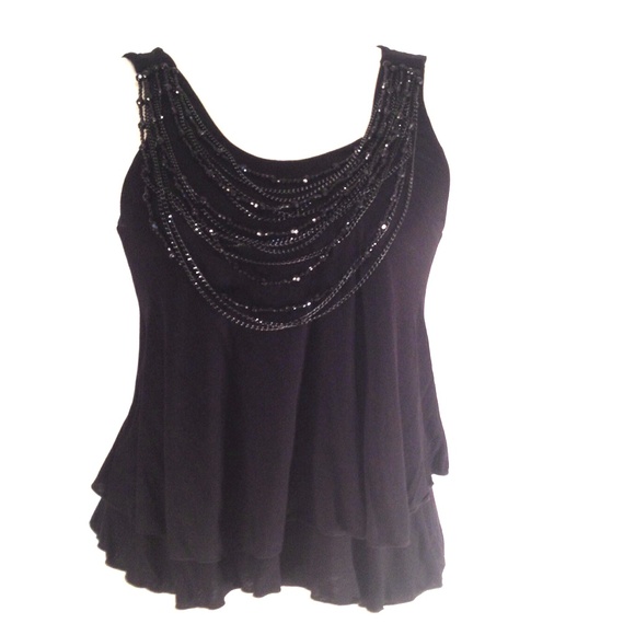 Black Draped Necklace Top