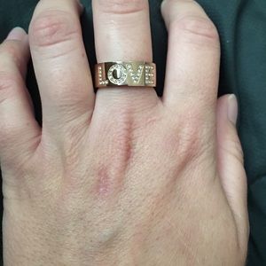 Michael Kors Rose Gold Pave Love Ring, Size 8
