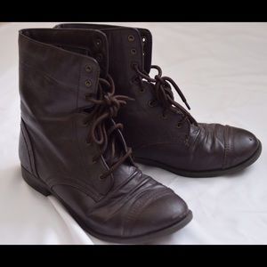 Brown combat boots