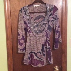 Purple and navy shear top. Sz small.