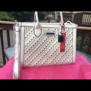 White satchel with cross body strap
