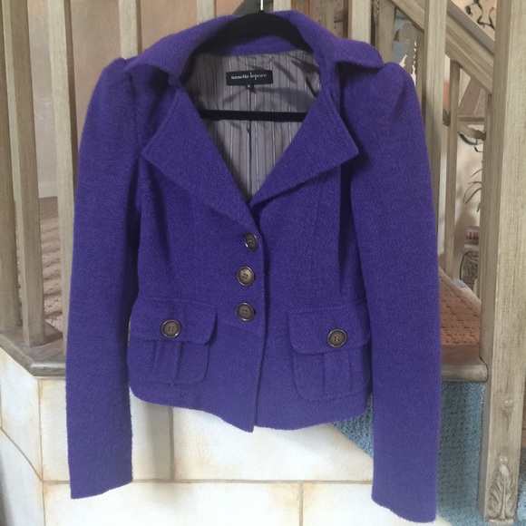 Nanette Lepore Purple Boucle jacket w/hood. Size m