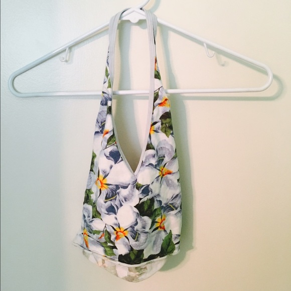 SOLD AA Hawaiian Floral Halter Crop Top