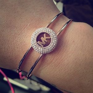 Michael Kors Pave Logo Rose Gold Hinge Bracelet