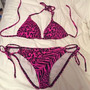 Pink Leopard/zebra print Bikini Medium