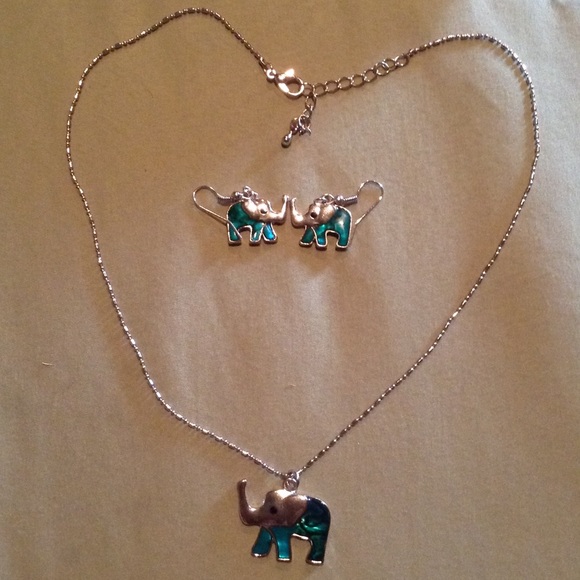 Elephant Necklace and Earring Set - Picture 2 of 4