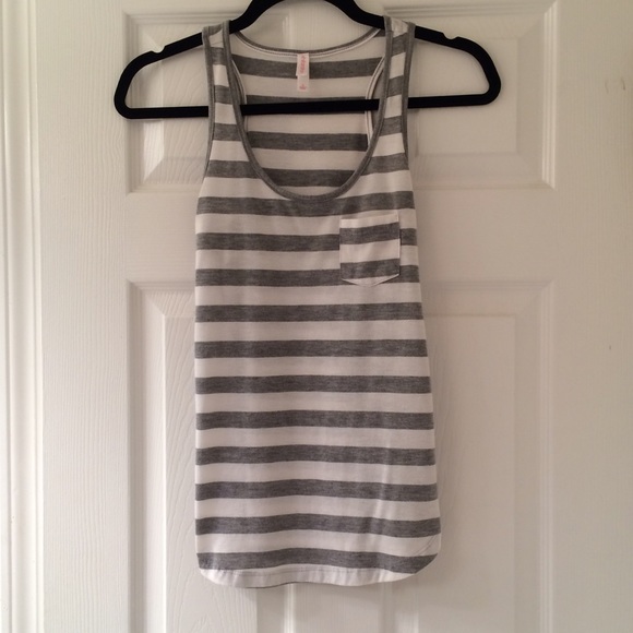 Xhilaration Tops - Gray and White Striped Tank