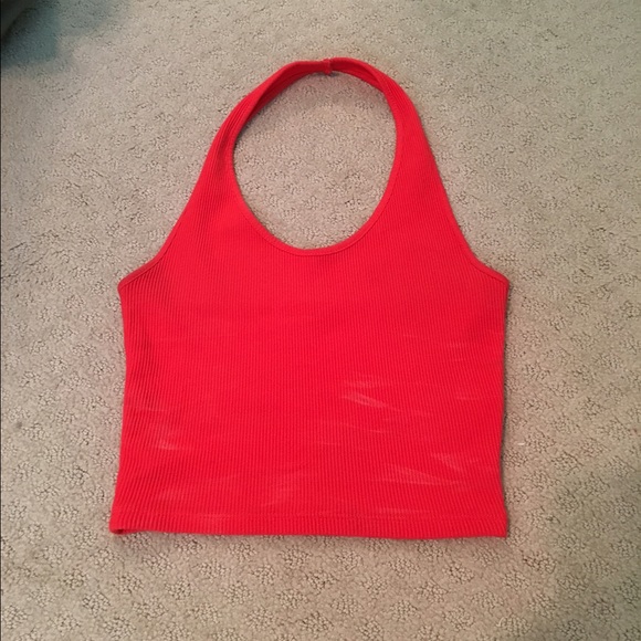 Topshop Red Halter Crop Top