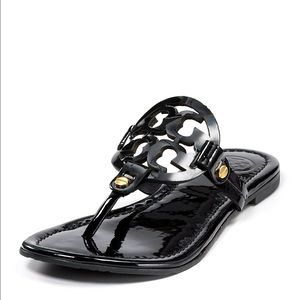 Tory Burch Miller Sandal in Black Patent Leather