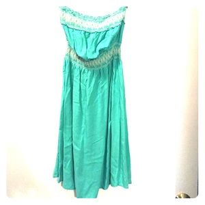 Teal strapless summer dress