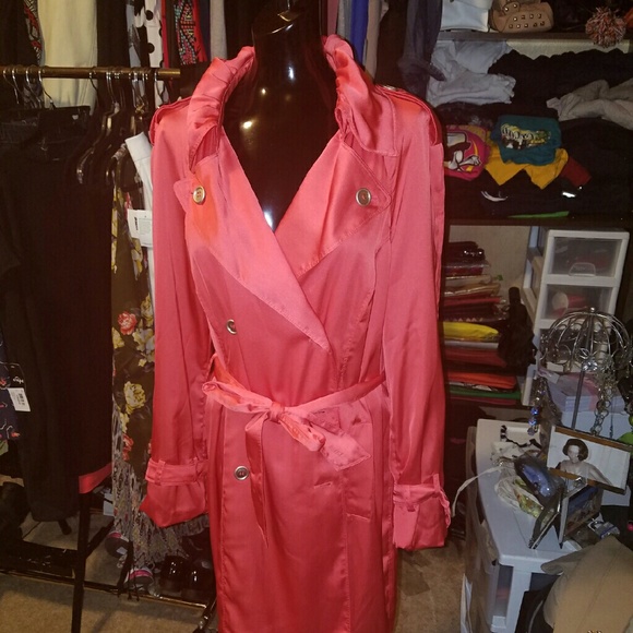Satin spring trench coat