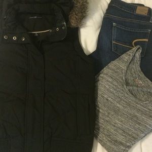 Winter puffer vest outfit!!