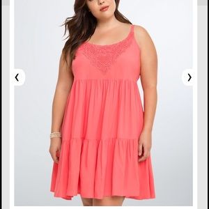 Crochet Inset Tiered Trapeze Dress from Torrid