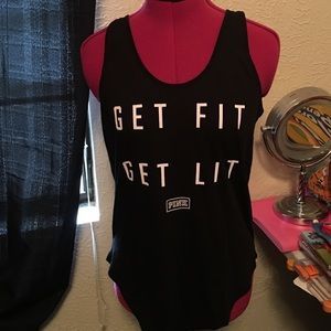 PINK Victoria's Secret black get fit get lit shirt