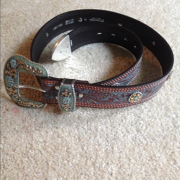 Rhinestone Belt. Genuine Leather