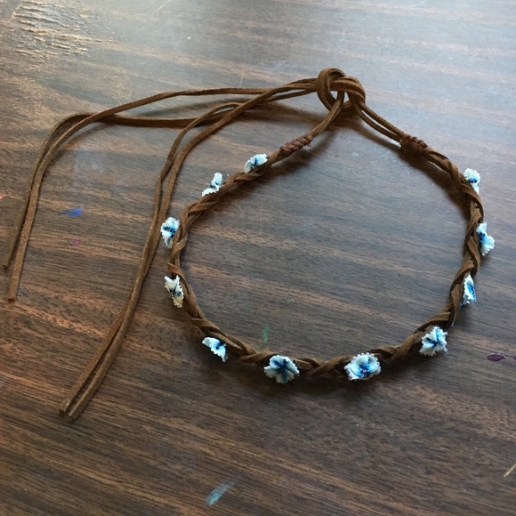 Braided Blue Flower Hippie Headband