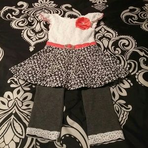 Little Lass Gray, white, and coral set