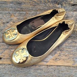 Tory Burch Gold Reva Flats