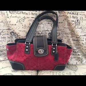 Coach Red with Brown Trim Bag and Wallet!