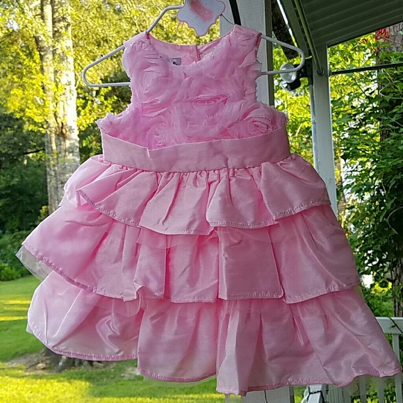Pink silk dress 6-9 mos