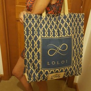2 Loloi* jute burlap economic shopping totes