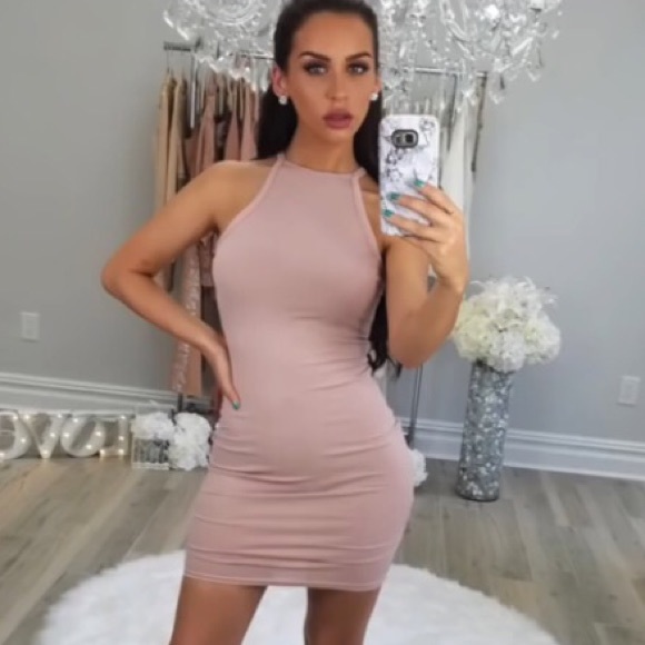Carly Bybel X Missguided ribbed square neck dress