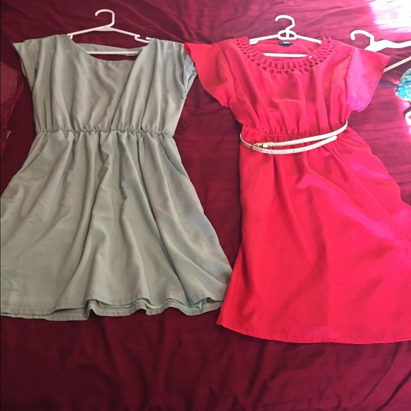 Two short-sleeve dresses and sparkly belt