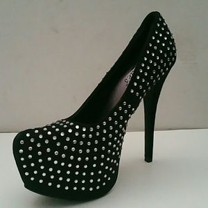 New Candies Rhinestone studed black heels size 9