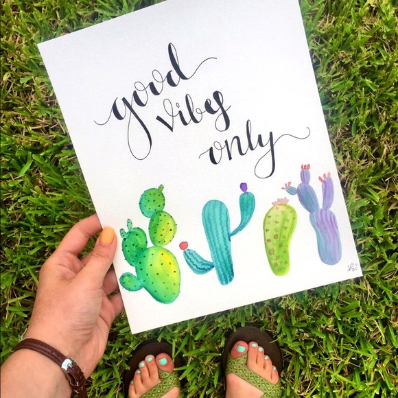 Good Vibes Only K Creative Watercolor Painting - Picture 1 of 2