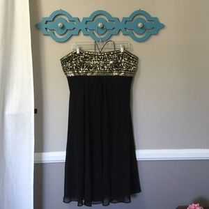 Plus size LBD w gold sequins
