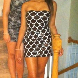 Strapless Sequined Bodycon Dress