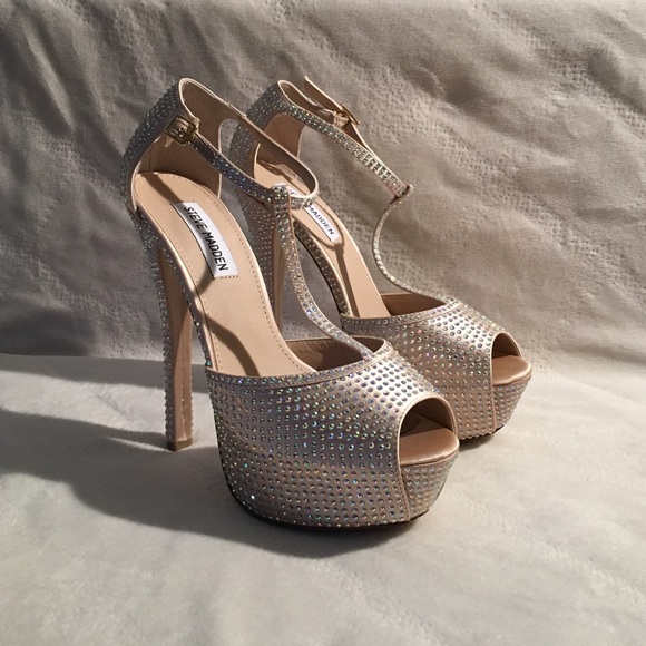Steve Madden Jeweled Platform T-Strap Shoes