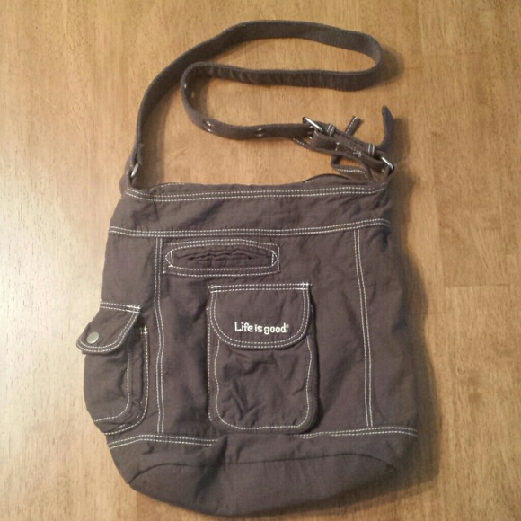 Life is good dark gray purse