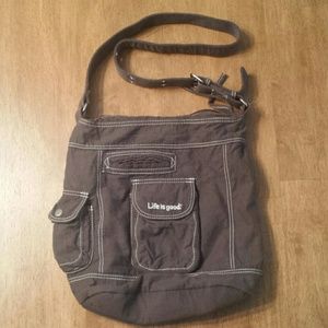 Life is good dark gray purse