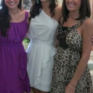 White BCBG one shoulder dress