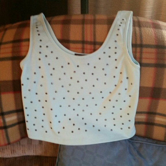 Light blue studded crop top