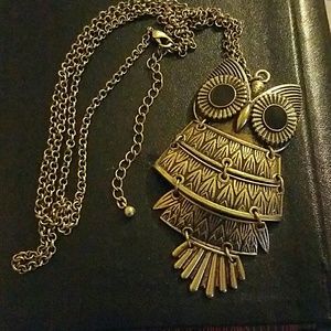 SOLD LOCALLY-JOINTED BRASS LIKE OWL NECKLACE